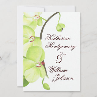 faire-part de mariage d'orchidées vertes