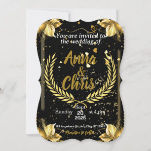 Faire-part de mariage doré