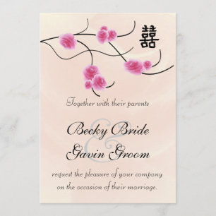 Faire-part de mariage Double Bonheur Fleur de ceri