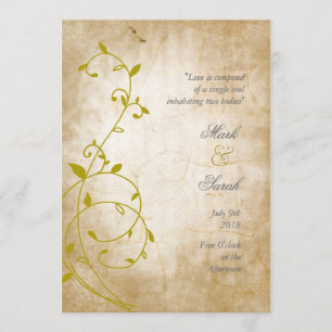Faire-part de mariage doux vintage des or II de