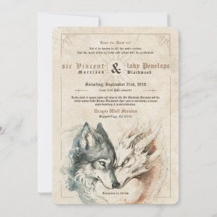 Faire-part de mariage Dragon et Loup
