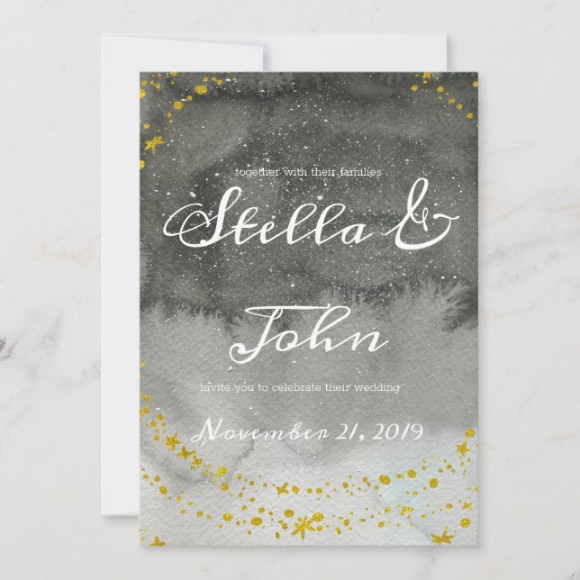 Faire-part de mariage du Boho céleste (Devant)