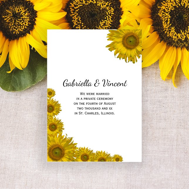 Faire-part de mariage du bord du tournesol (Créateur téléchargé)