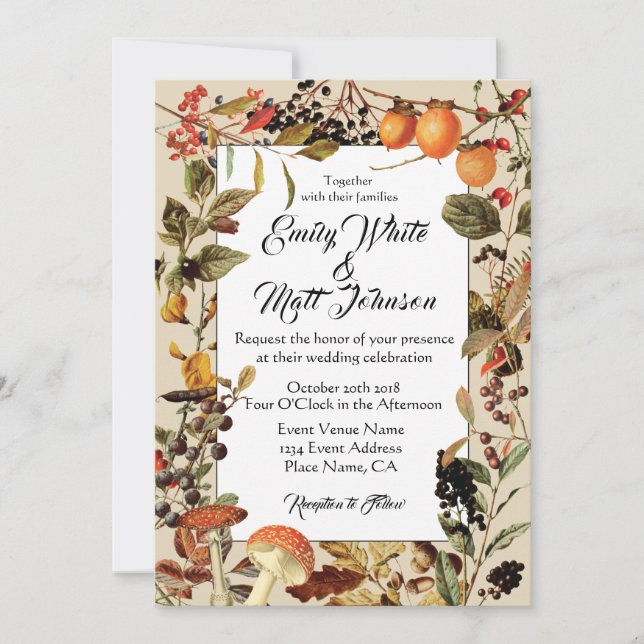 Faire-part de mariage du feuillage d'automne (Devant)