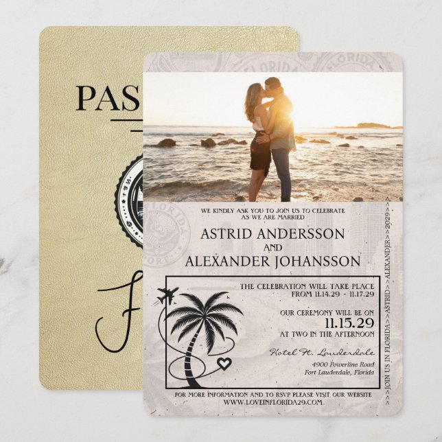 Faire-part de mariage du passeport de la Floride C (Devant / Derrière)