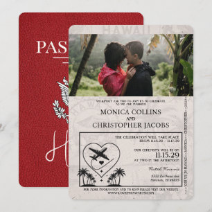 Faire-part de mariage du passeport de Red Hawaii