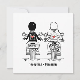 Faire-part de mariage du soir de moto sur mesure