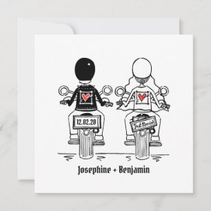 Faire-part de mariage du soir de moto sur mesure