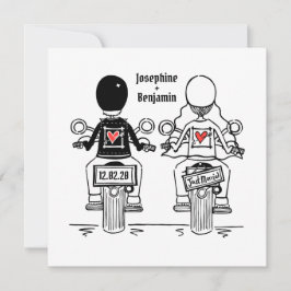 Faire-part de mariage du soir de moto sur mesure