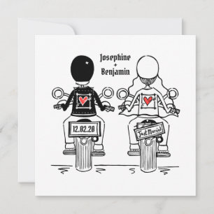 Faire-part de mariage du soir de moto sur mesure