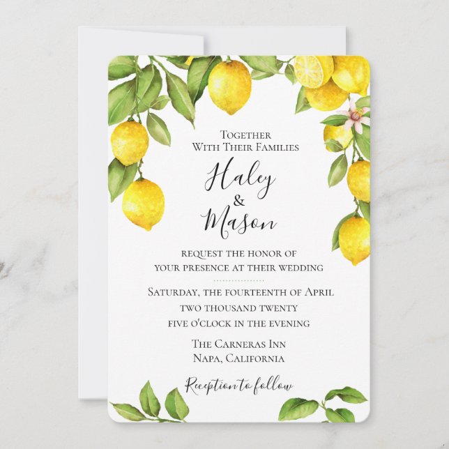 Faire-part de mariage du verger de Citrus (Devant)