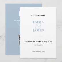 Faire-part de mariage Dusty Blu Two-Tone Ampersand