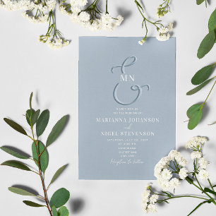 Faire-part de mariage Dusty Blue avec typographie 