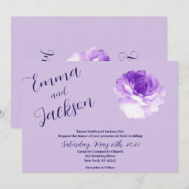 Faire-part de mariage écriture Fleur Violette