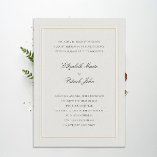 Faire-Part de Mariage Écru Moderne Classique à Dou