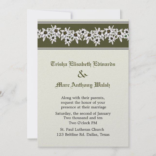 Faire-part de mariage Edelweiss (Devant)
