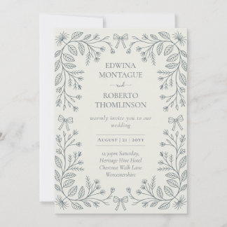 Faire-part de mariage élégant à cadre de fleurs He