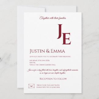 Faire-part de mariage élégant à monogramme esthéti