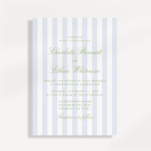 Faire-part de mariage élégant à rayures de jardin