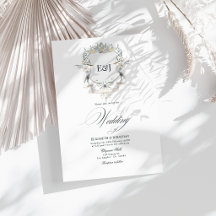 Faire-part de mariage élégant au monogramme de Hér