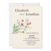 Faire-Part de Mariage Élégant aux Fleurs Sauvages