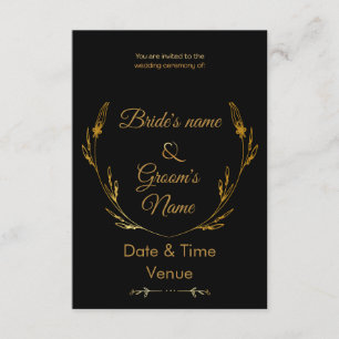 Faire-part de mariage élégant avec anneaux d'or et