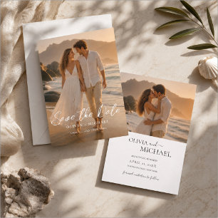 Faire-part de mariage élégant avec photo et écritu