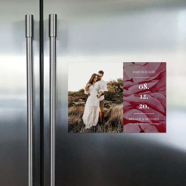 Faire-part de mariage élégant avec photo romantiqu (Elegant Photo Romantic Flower Save the Dates Magnetic Invitation)