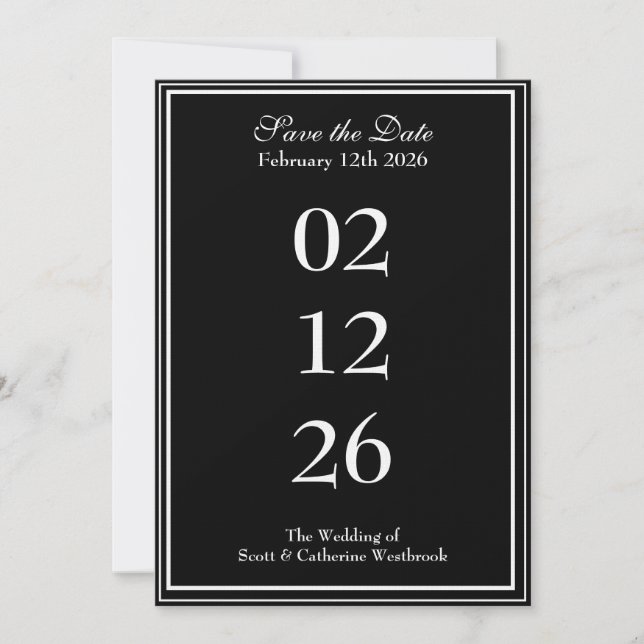 Faire-part de mariage élégant avec Save the Date (Devant)