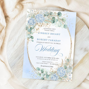 Faire-part de mariage élégant Bleu pastel Hydrange