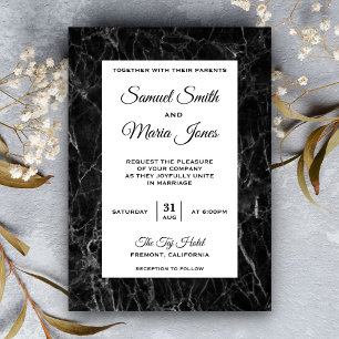 Faire-part de mariage élégant chic en marbre noir
