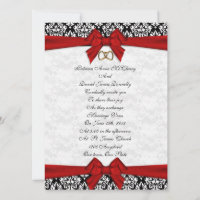Faire-part de mariage élégant Damask avec arc roug
