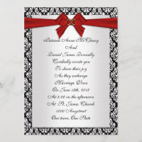 Faire-part de mariage élégant Damask avec arc roug