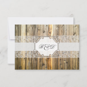Faire-part de mariage élégant de dentelle en bois