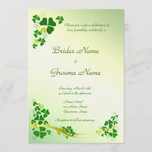 Faire-part de mariage élégant de shamrock