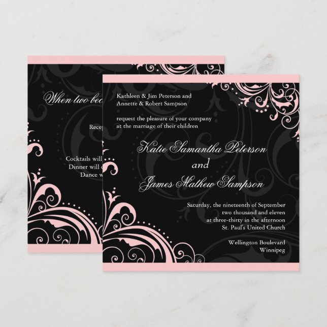 Faire-part de mariage Élégant des perles - PERSONN (Devant / Derrière)