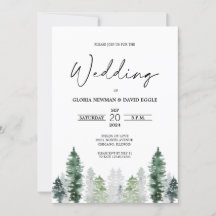 Faire-Part de Mariage Élégant d'Hiver de Montagne