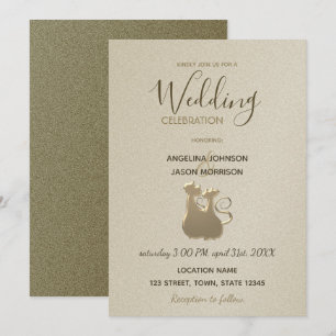 Faire-part de mariage élégant d'or moderne de