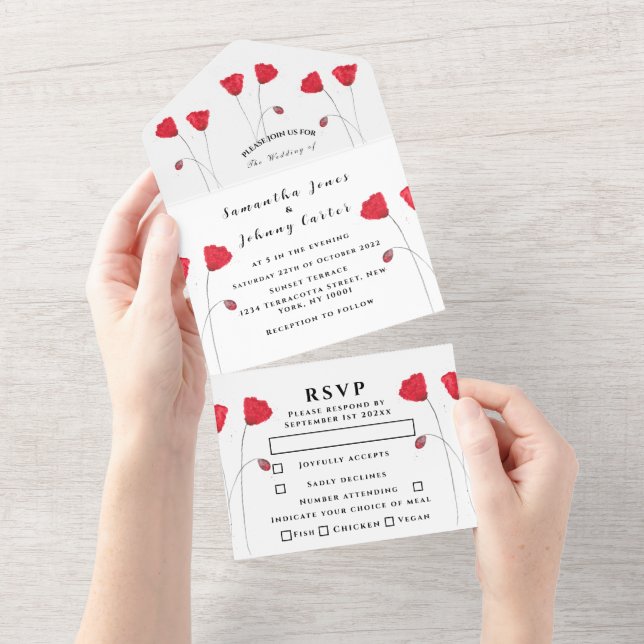 Faire-part de mariage élégant écriture aquarelle C (Déchirure)