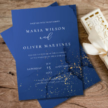 Faire-part de mariage élégant en bleu marine et or