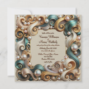 Faire-part de mariage élégant en cuivre turquoise