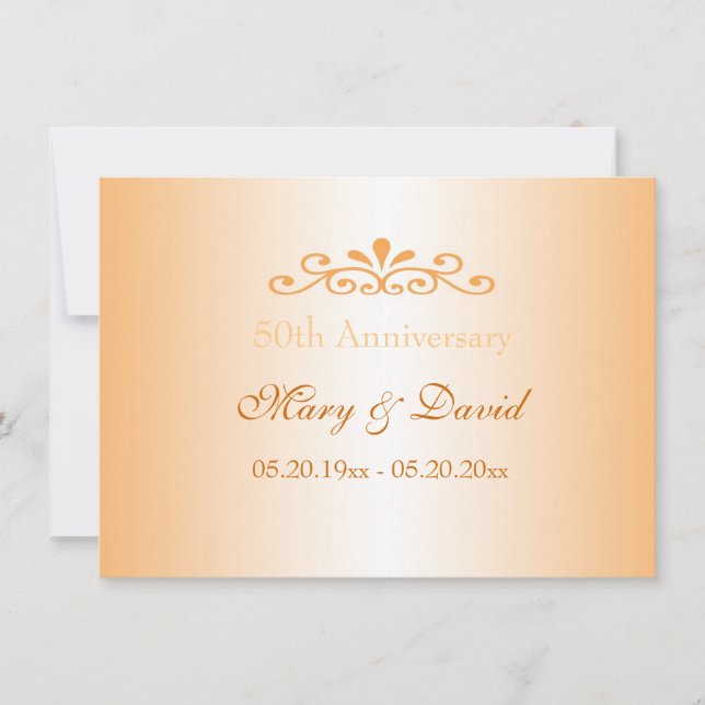 Faire-part de mariage élégant en or pour anniversa (Devant)