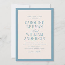 Faire-part de mariage élégant et classique bleu cl