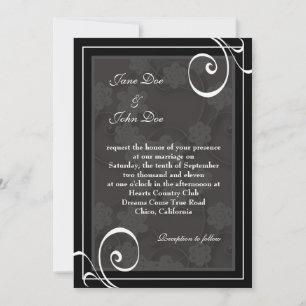 Faire-part de mariage élégant et moderne noir et b