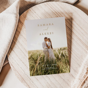 Faire-part de mariage élégant et rustique avec pho