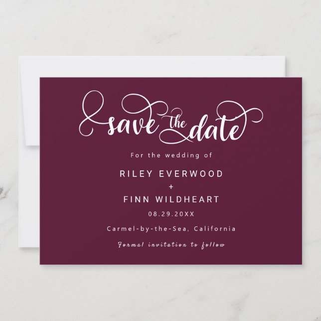Faire-part de mariage élégant et simple "save the  (Devant)