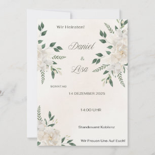 Faire-part de mariage Élégant Floral – Blanc natur