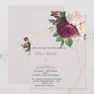 Faire-part de mariage Élégant géométrique doré