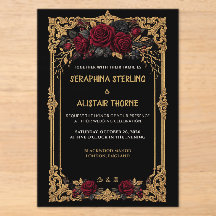 Faire-part de mariage élégant gothique rose or noi