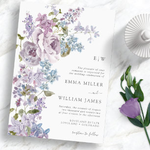 Faire-part de mariage élégant lilas